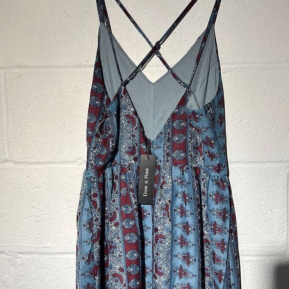 Doe & Rae Blue Abstract Double-Strap Cross-Back Maxi Dress - Women - Picture 3 of 4